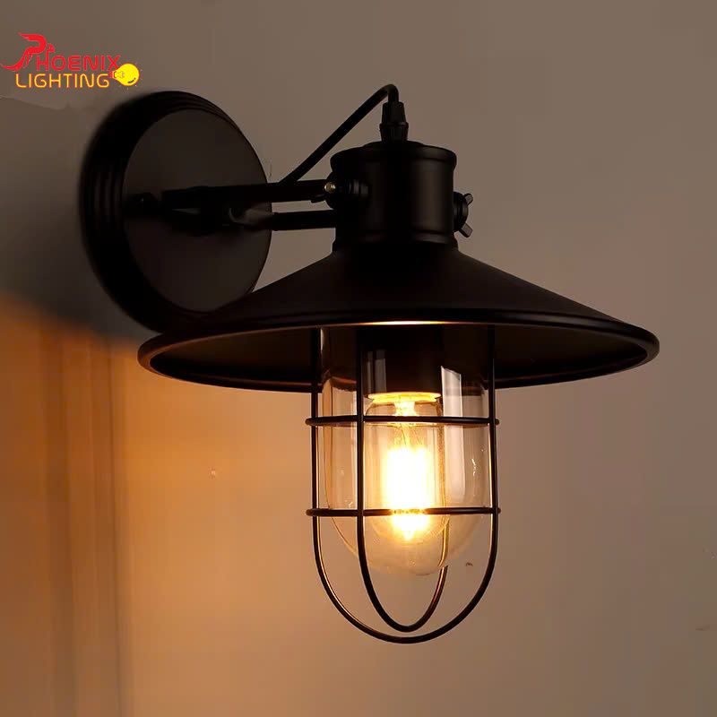 Đèn Tường Vintage Chao Kính Lồng Sắt Cổ Điển Trang Trí Quán Cà Phê PHT067 (1)