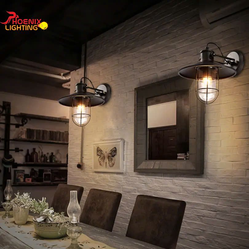 Đèn Tường Vintage Chao Kính Lồng Sắt Cổ Điển Trang Trí Quán Cà Phê PHT067 (8)