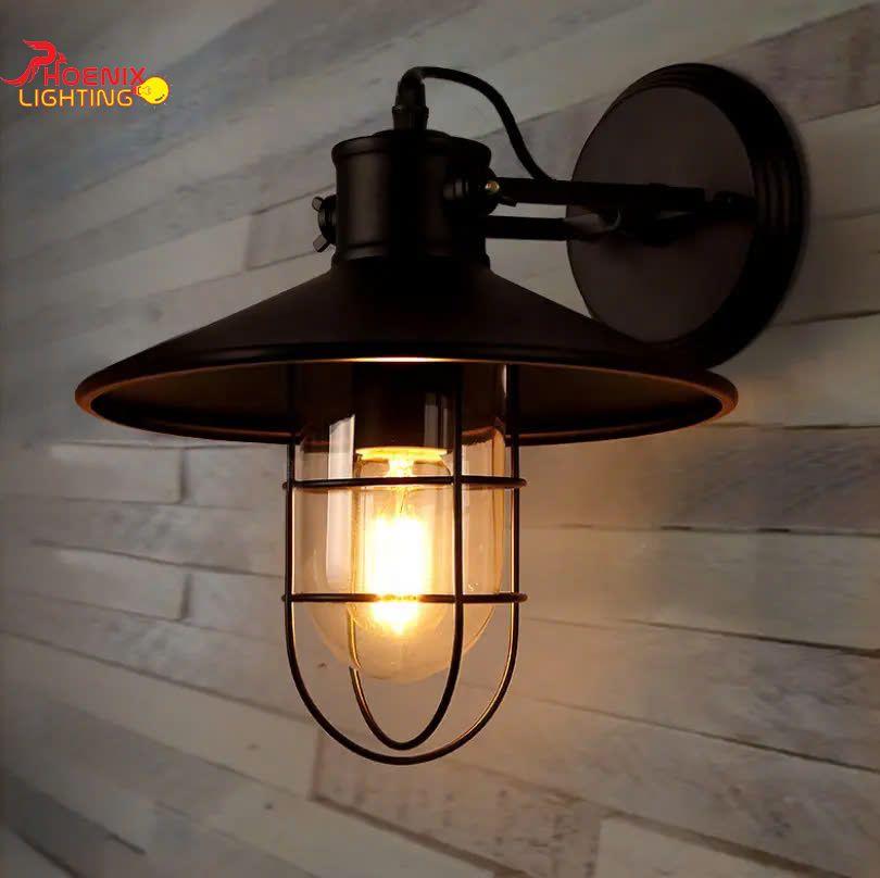 Đèn Tường Vintage Chao Kính Lồng Sắt Cổ Điển Trang Trí Quán Cà Phê PHT067 (9)