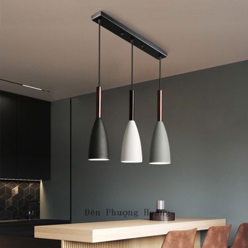 Đèn thả bàn ăn bộ ba đui gỗ xinh xắn