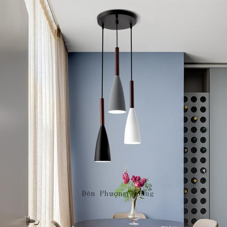 Đèn thả bàn ăn bộ ba đui gỗ xinh xắn (5)