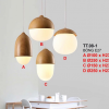 Đèn thả bàn ăn đuôi gỗ chao thủy tinh