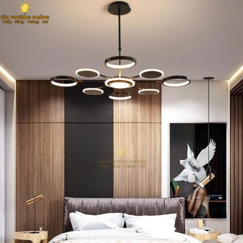 Đèn thả hiện đại nhiều vòng led cực đẹp trang trí phòng ngủ