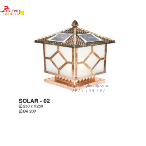 Đèn trụ cổng năng lượng mặt trời SOLAR 06 màu đồng