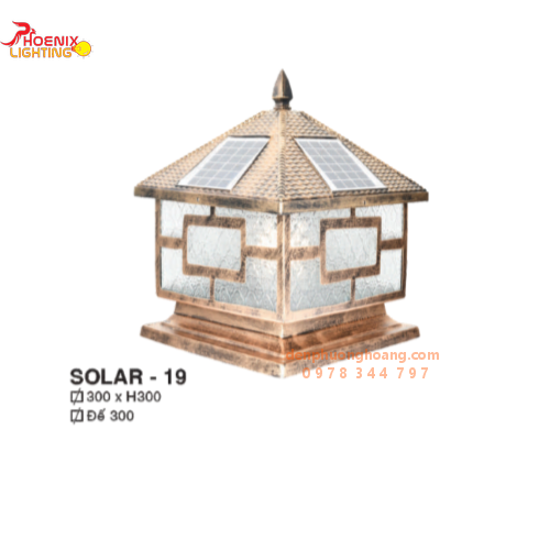 Đèn trụ cổng năng lượng mặt trời SOLAR 23 D300 nhôm đúc bền bỉ khi sử dụng ngoài trời