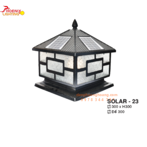 Đèn trụ cổng năng lượng mặt trời SOLAR 23 D300 nhôm đúc