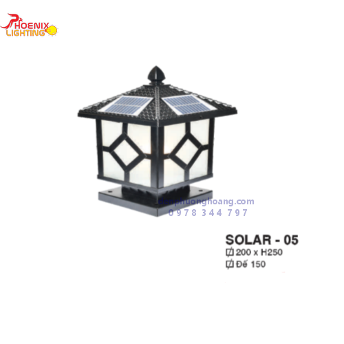 Đèn trụ cổng năng lượng mặt trời thiết kế đơn giản D200