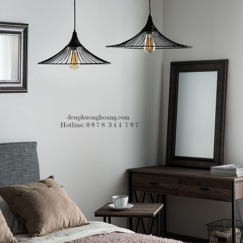 Đèn thả khung sắt D500 trang trí hình nón