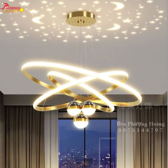 Đèn thả led 3 vòng 3 rọi trang trí