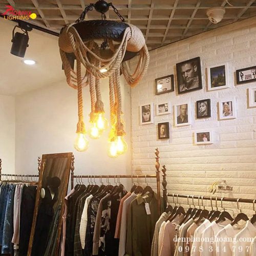 Đèn Decor Dây Thừng Cuốn Lốp Xe Cà Phê Bụi Đường Phố