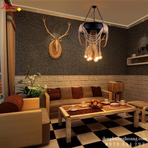 Đèn Decor Dây Thừng Cuốn Lốp Xe Phong Cách Cà Phê Bụi