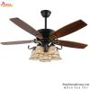 Đèn Quạt Trần Cánh Gỗ Cổ Điển QT-2817