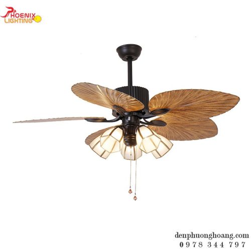 Đèn Quạt Trần Cánh Lá Vân Gỗ ViFa-49