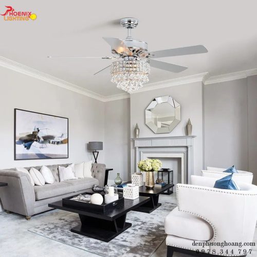 Đèn Quạt Trần Pha Lê Cao Cấp