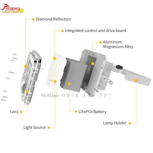 Đèn Pha Năng Lượng Mặt Trời Blue Carbon 100W h3