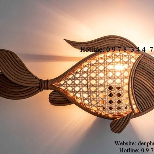 Đèn Decor Gắn Tường Con Cá Chép Mây Tre Đan
