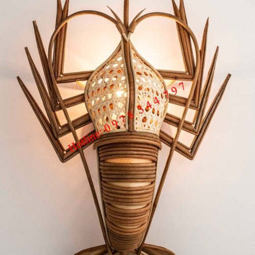 Đèn Decor Gắn Tường Con Tôm Hùm Mây Tre Đan