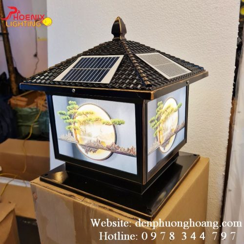 Đèn Trụ Cổng Đầu Cột Năng Lượng Mặt Trời PHFJ-208 Hình Tiểu Cảnh Bonsai