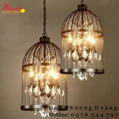 Đèn Thả Lồng Chim Gắn Pha Lê Quý Tộc PHT160
