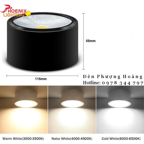 Đèn Bơ Ốp Nổi LED 12W Vỏ Đen Vỏ Trắng h2