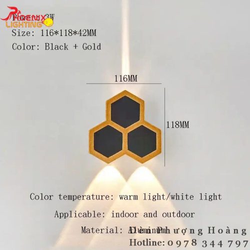 Đèn tường tổ ong VNT-6014 chống nước ngoài trời