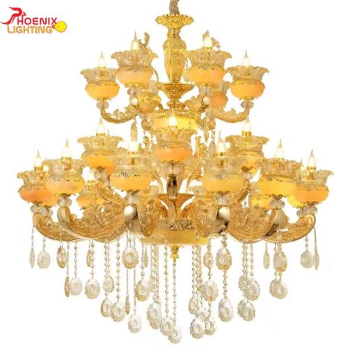 Đèn Chùm Cá Chép Hóa Rồng Trang Trí Phòng Khách Sang Trọng PH8017 - 24 Bông