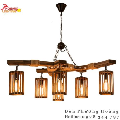 Đèn Chùm Gỗ Kiểu Dáng Bommerang Phong Cách Retro Light PHDC22
