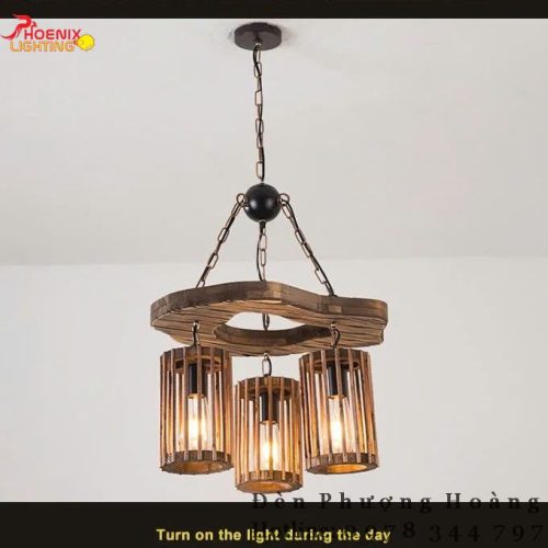 Đèn Chùm Gỗ Phong Cách Retro Light Trang Trí Nhà Hàng Homestay PHDC08 (5)