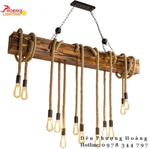 Đèn Decor Chùm Gỗ Cuốn Dây Thừng Trang Trí Quầy Bar Bàn Ăn PHDC44