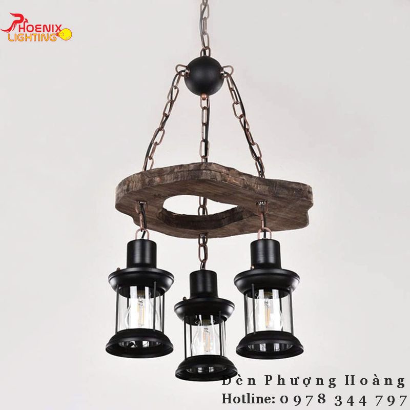 Đèn Decor Chùm Gỗ Kiểu Dáng Vintage PHDC83