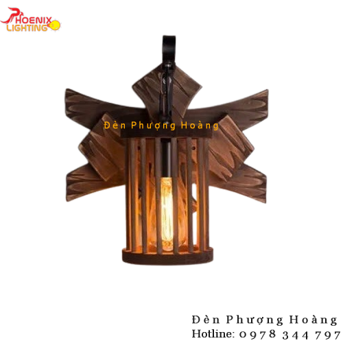 Đèn gỗ treo tường chữ thập phong cách Châu Âu cổ đại PHTU03