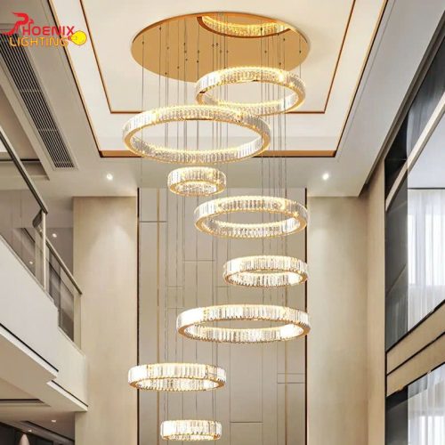 Đèn Chùm Pha Lê Thông Tầng 8 Vòng Pha Lê Cao Cấp THD7053T8