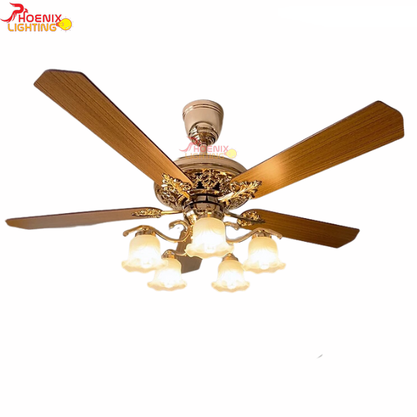 Quạt Trần 5 Cánh Gỗ Chao Thủy Tinh PHQ137G