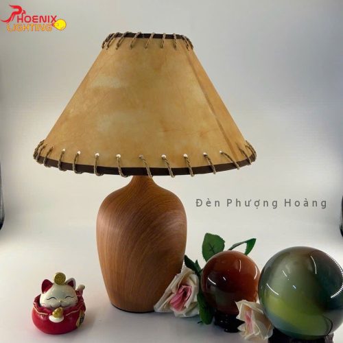Đèn Bàn: Đèn để bàn phòng ngủ phòng khách vân gỗ tuyệt đẹp PHB68