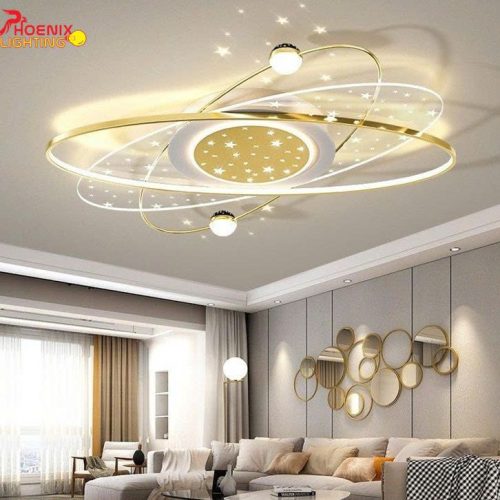 Đèn Áp Trần: Mẫu đèn ốp trần khung màu vàng PHO803V